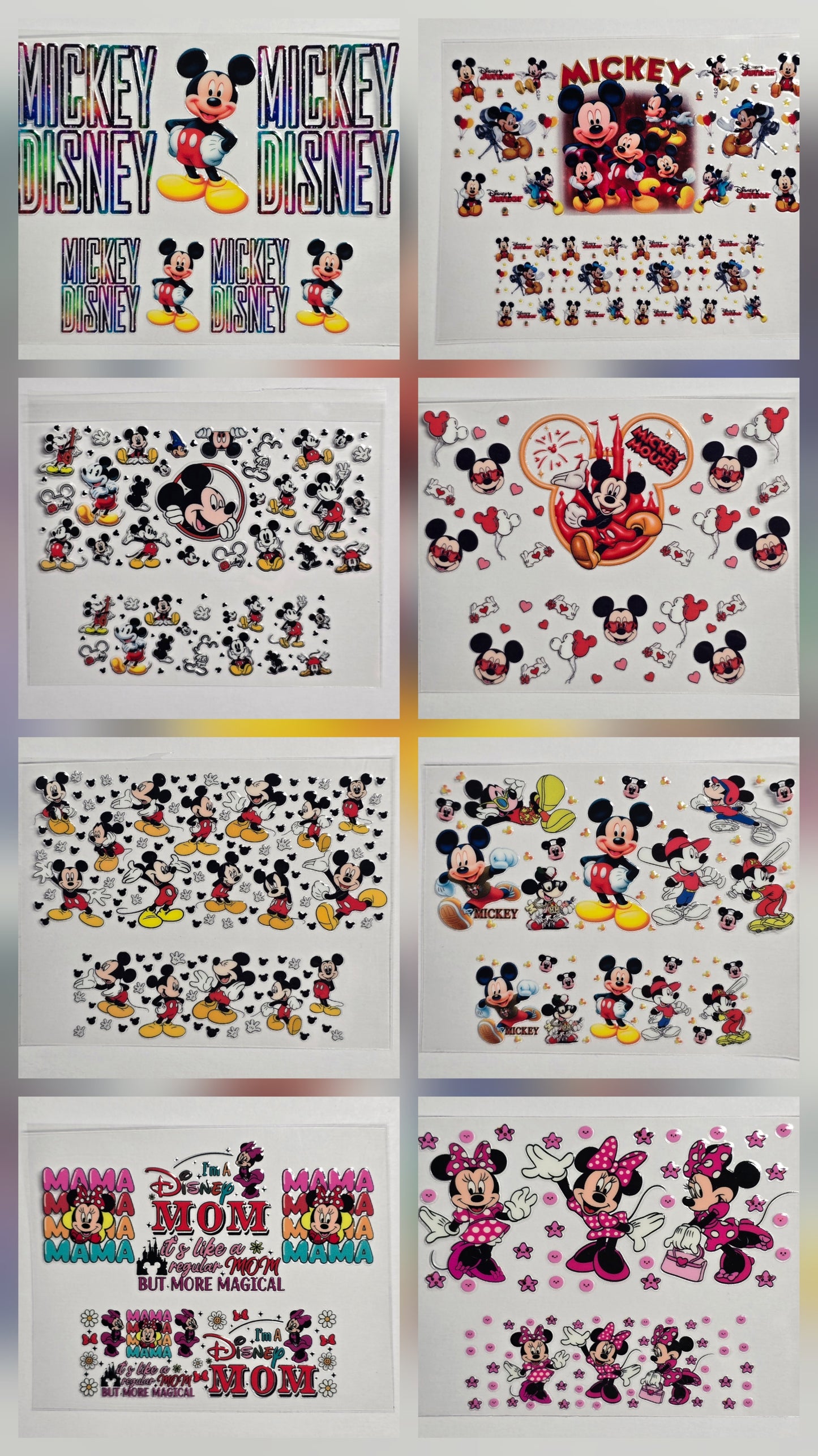 Mini Tumbler Keychain UV/DTF Wraps - Animation Mickey & Minnie - Multiple Designs Available