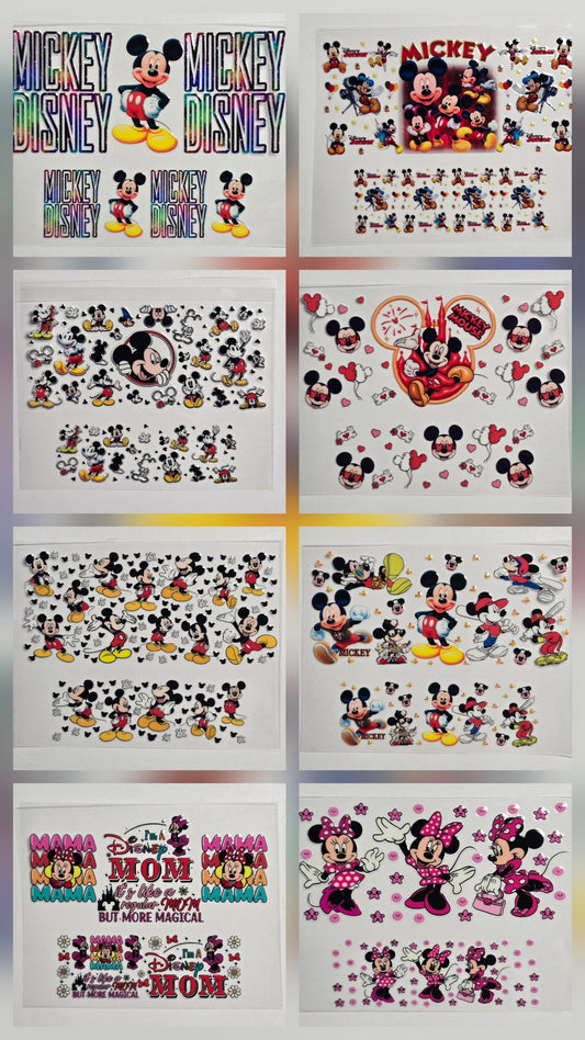 Mini Tumbler Keychain UV/DTF Wraps - Animation Mickey & Minnie - Multiple Designs Available