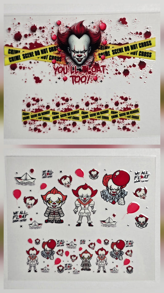 Mini Tumbler Keychain UV/DTF Wraps - Horror - Pennywise - Multiple Designs Available