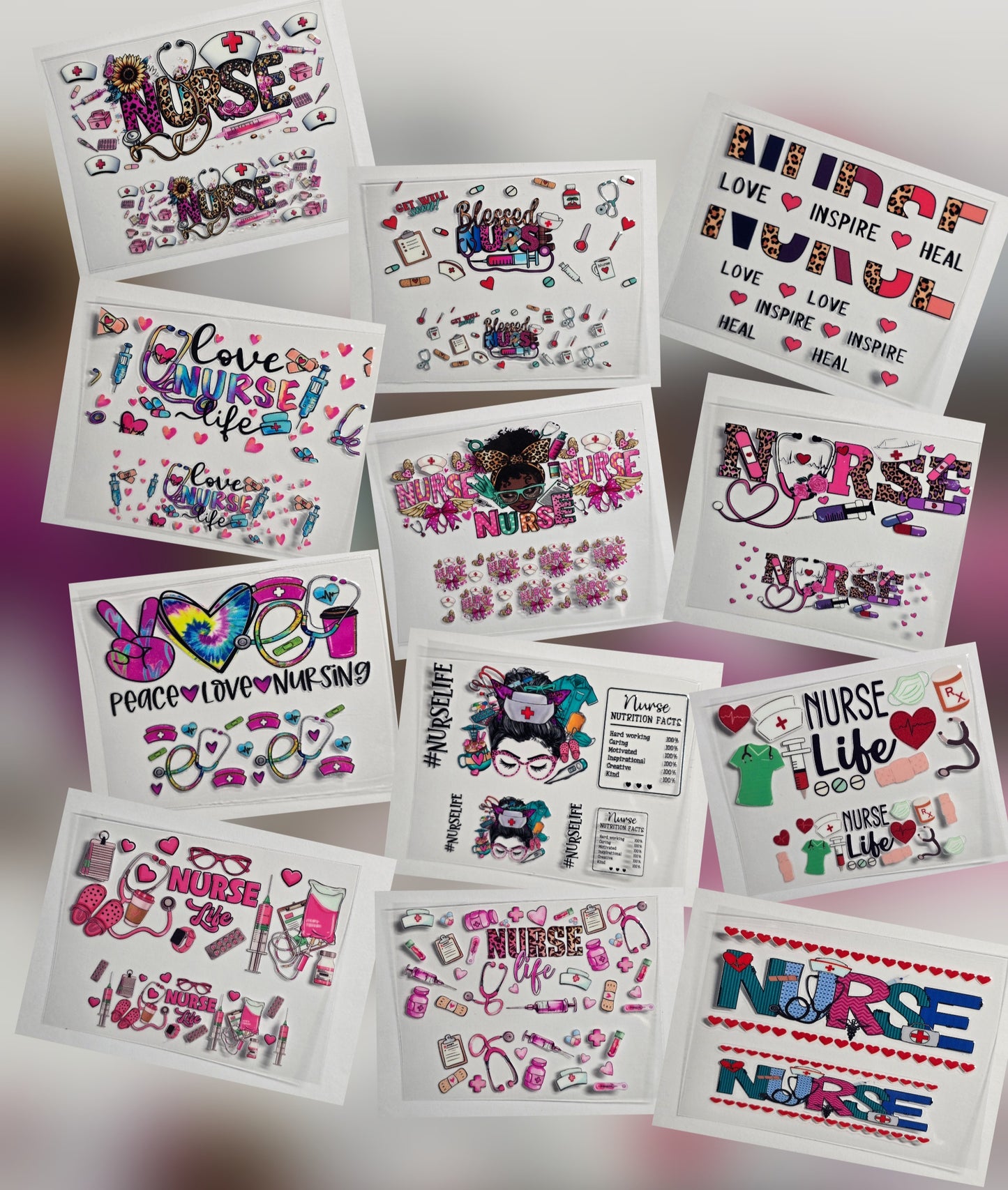 Mini Tumbler Keychain UV/DTF Wraps - Nurse - Multiple Designs Available