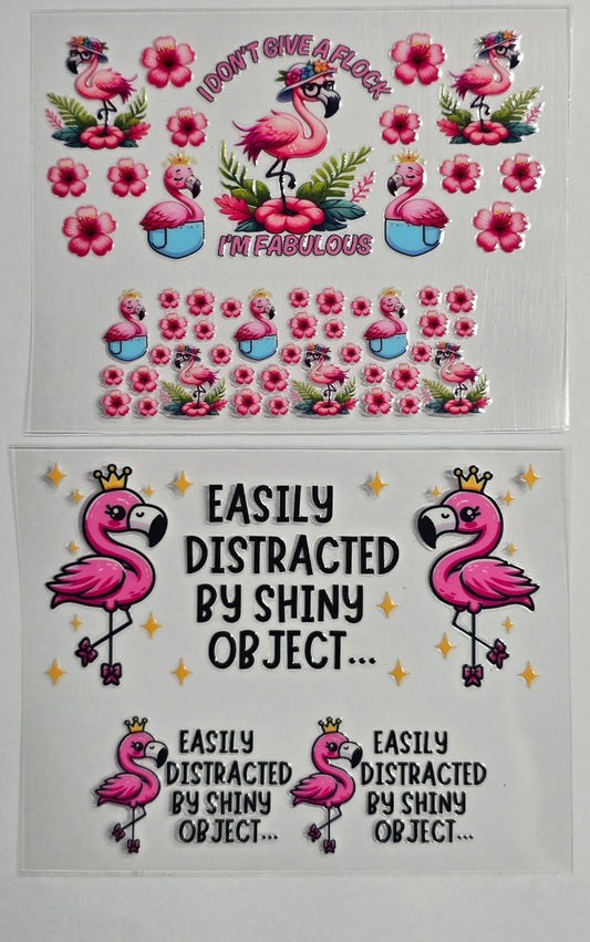 Mini Tumbler Keychain UV/DTF Wraps - Flamingo 2 - Multiple Designs Available