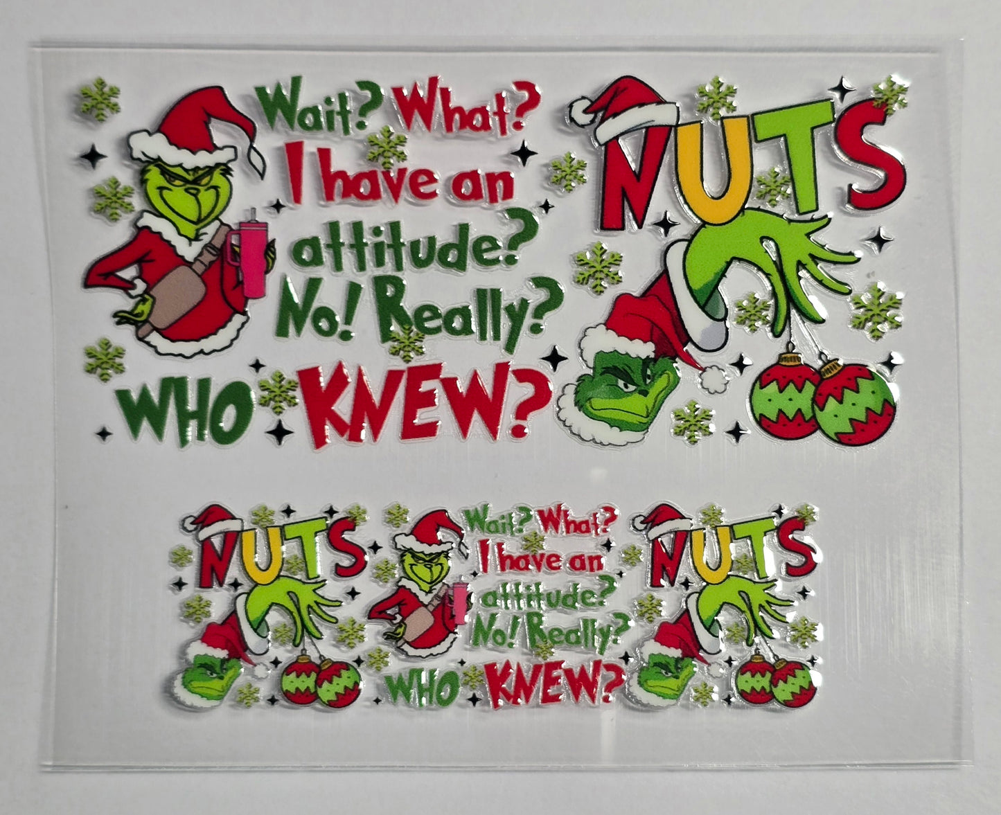 Mini Tumbler Keychain UV/DTF Wraps - Green Guy / Mean One 3 - Multiple Designs Available