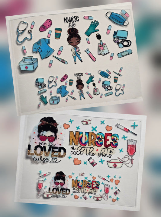 Mini Tumbler Keychain UV/DTF Wraps - Nurse 2 - Multiple Designs Available