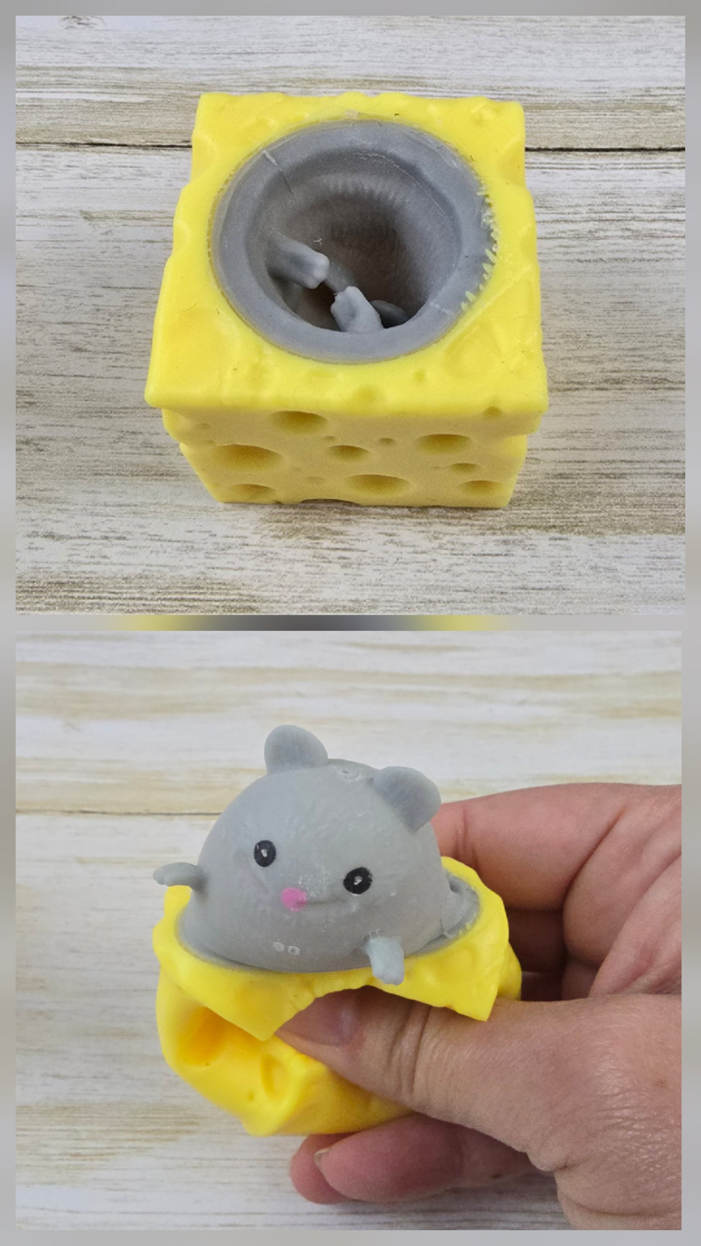 Cheese Cube Squeeze Toy with Pop‑Out Mouse – Multiple Colors Available