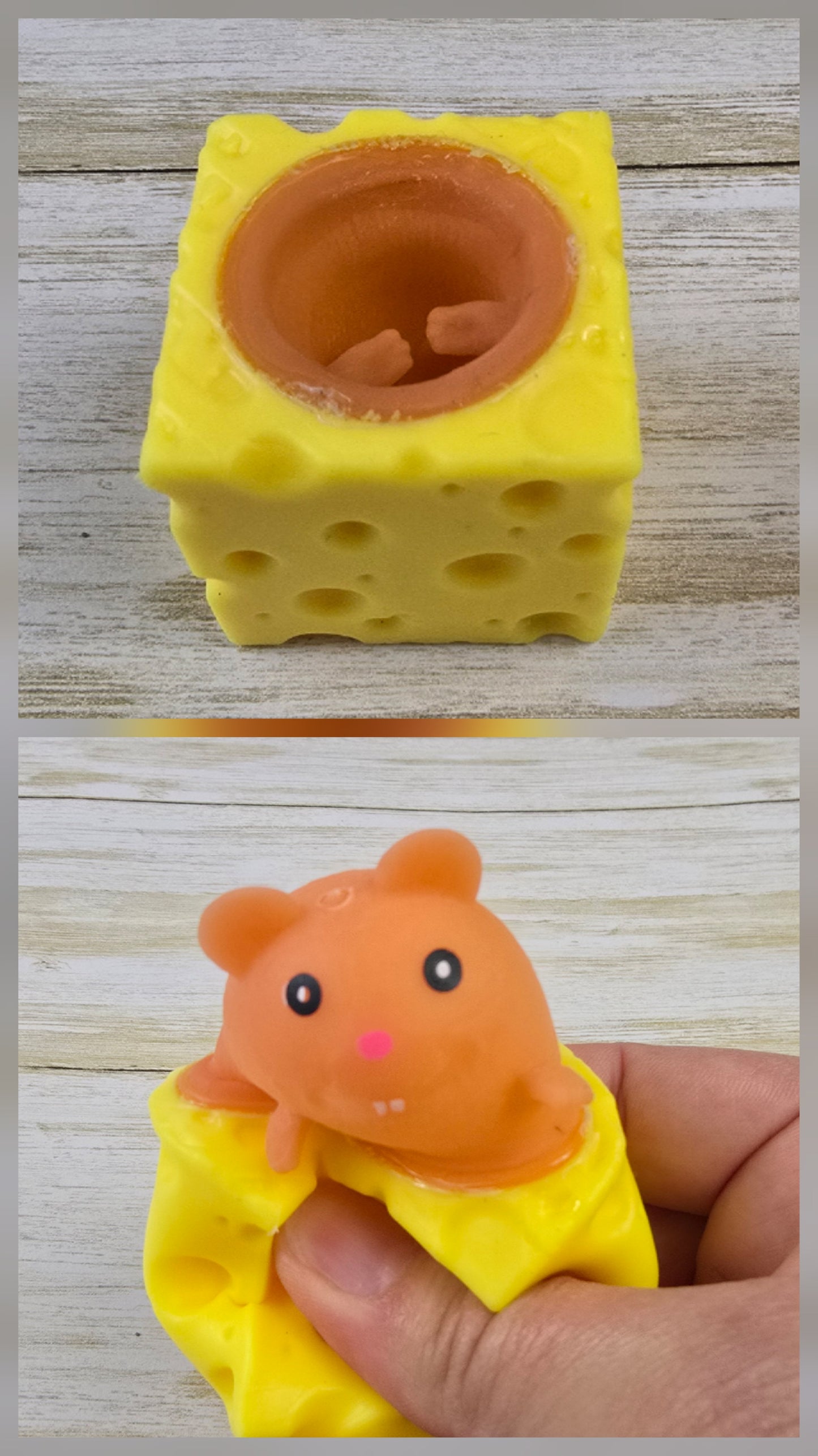 Cheese Cube Squeeze Toy with Pop‑Out Mouse – Multiple Colors Available