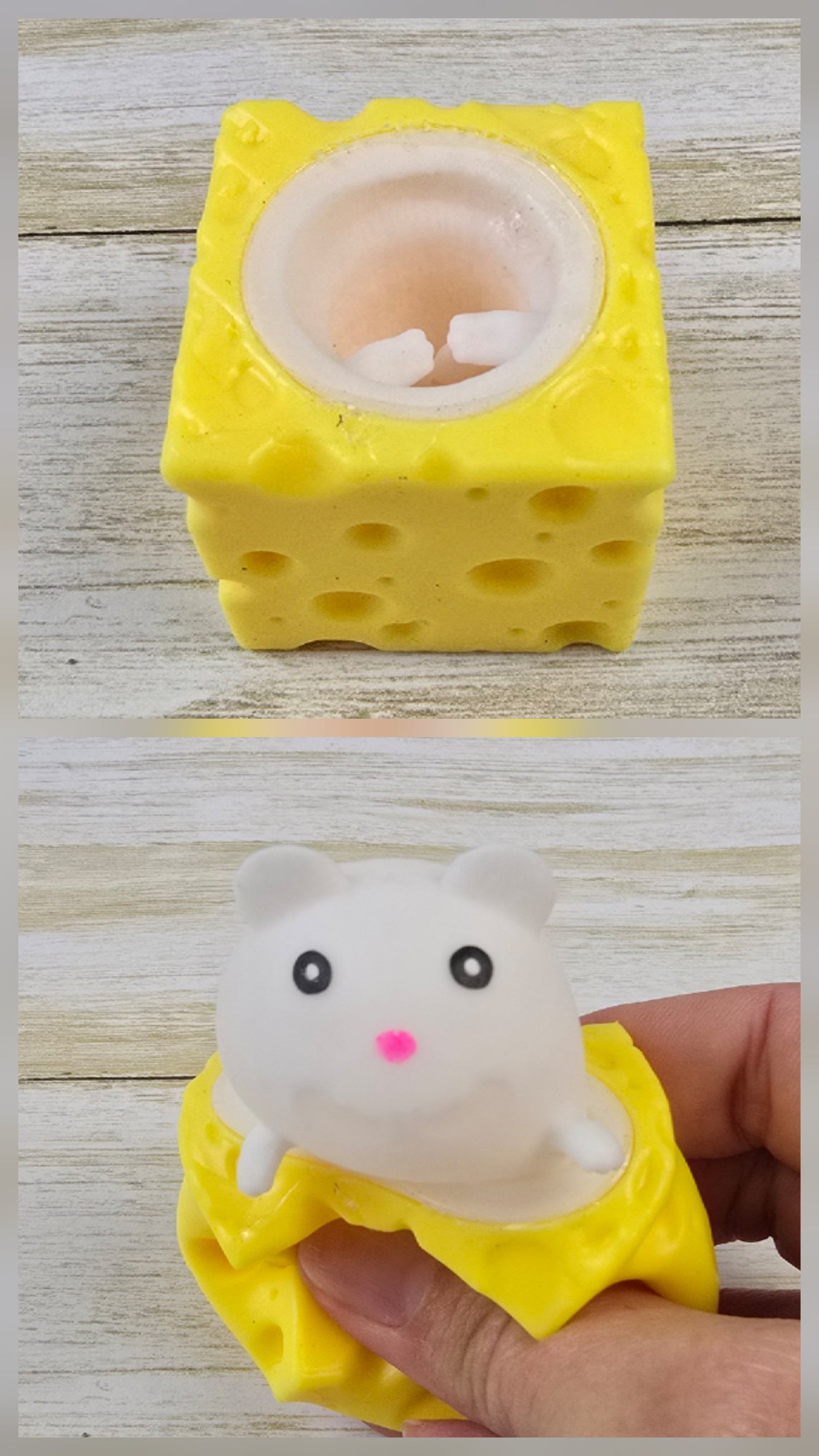 Cheese Cube Squeeze Toy with Pop‑Out Mouse – Multiple Colors Available