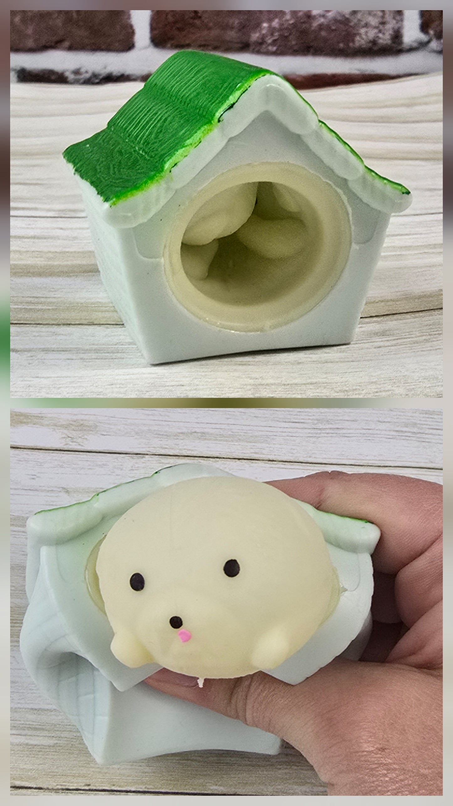 Dog House Squeeze Toy with Pop‑Out Puppy – Multiple Colors Available