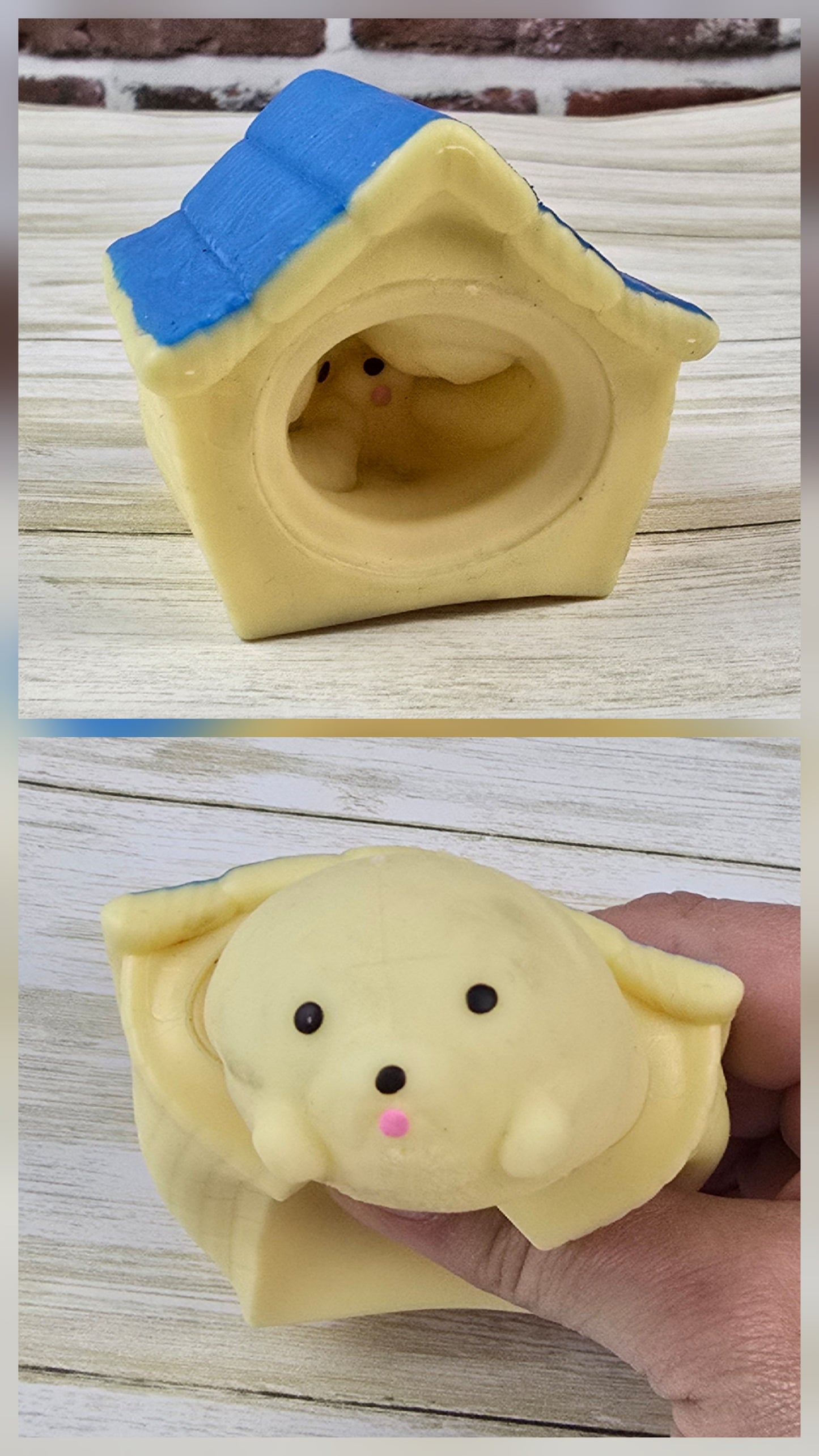 Dog House Squeeze Toy with Pop‑Out Puppy – Multiple Colors Available