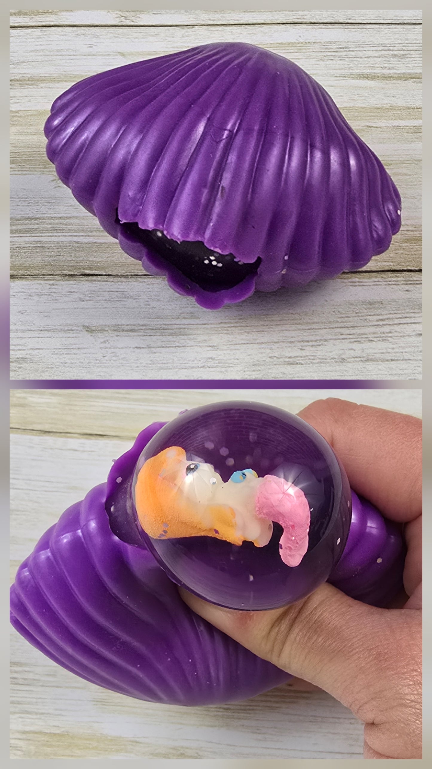 Mermaid Clamshell Squeeze Toy – Glitter Pop Bubble Fidget - Multiple Colors Available