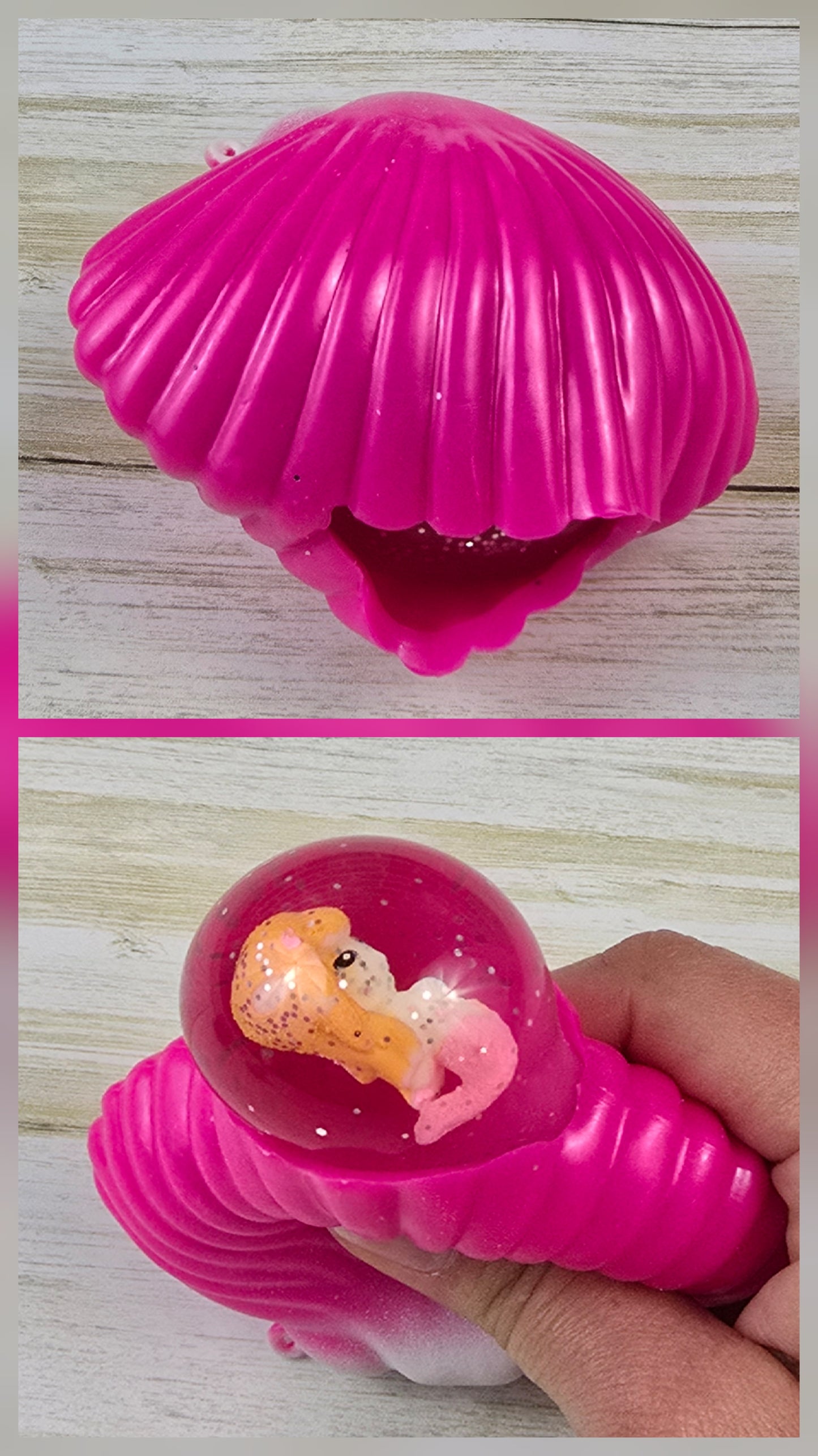 Mermaid Clamshell Squeeze Toy – Glitter Pop Bubble Fidget - Multiple Colors Available