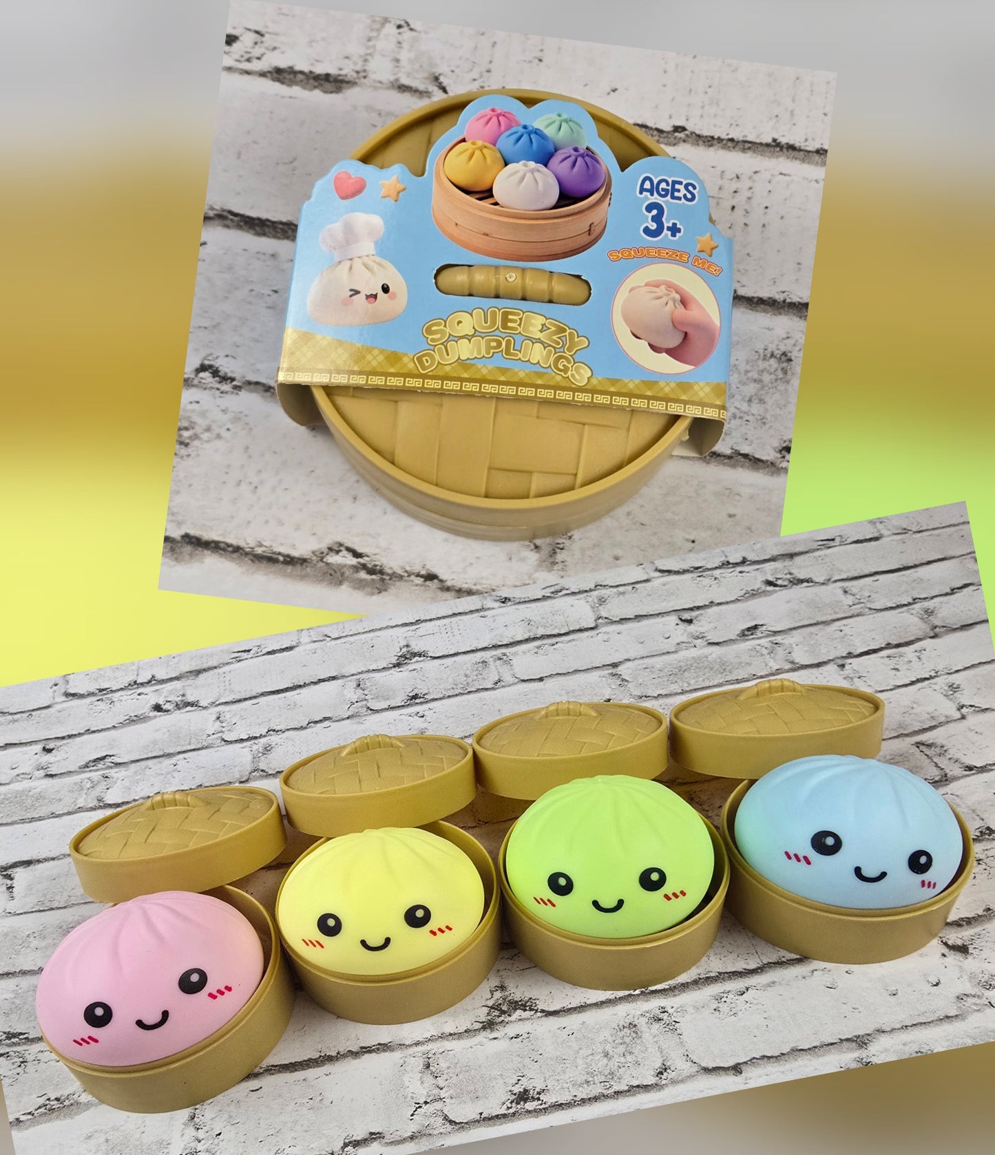 Powder Puff Dumpling Squishy with Mini Steamer Case - Multiple Colors Available