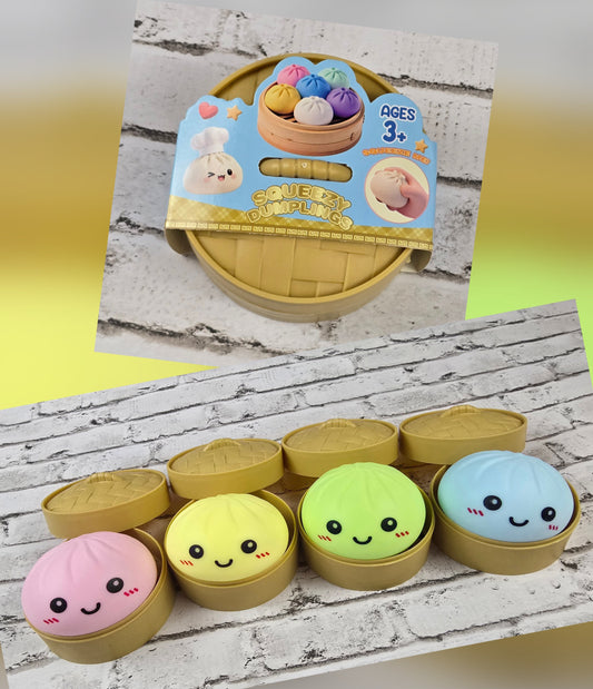 Powder Puff Dumpling Squishy with Mini Steamer Case - Multiple Colors Available