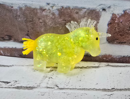 Glitter Galaxy Unicorn Squishy - Slow-Release Maltose - Yellow