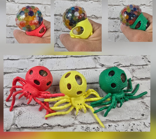Spider Squeeze Ball – Colorful Bead‑Filled Stress Reliever - Multiple Colors Available