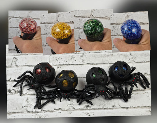 Black Spider Squeeze Ball – Bead‑Filled Stress Reliever - Multiple Colors Available