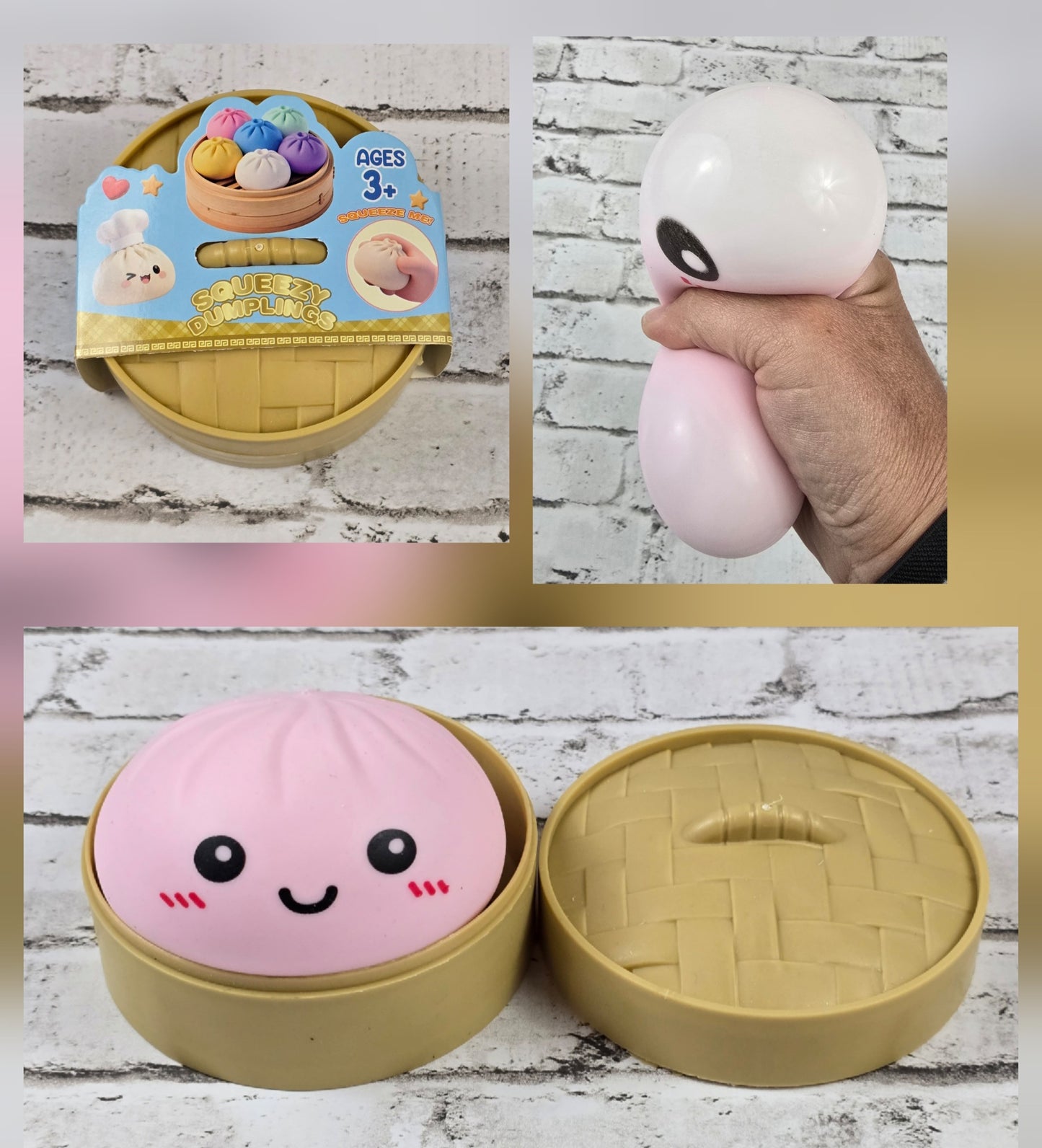 Powder Puff Dumpling Squishy with Mini Steamer Case - Multiple Colors Available