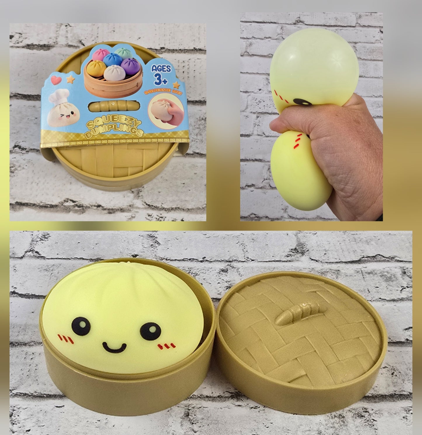 Powder Puff Dumpling Squishy with Mini Steamer Case - Multiple Colors Available