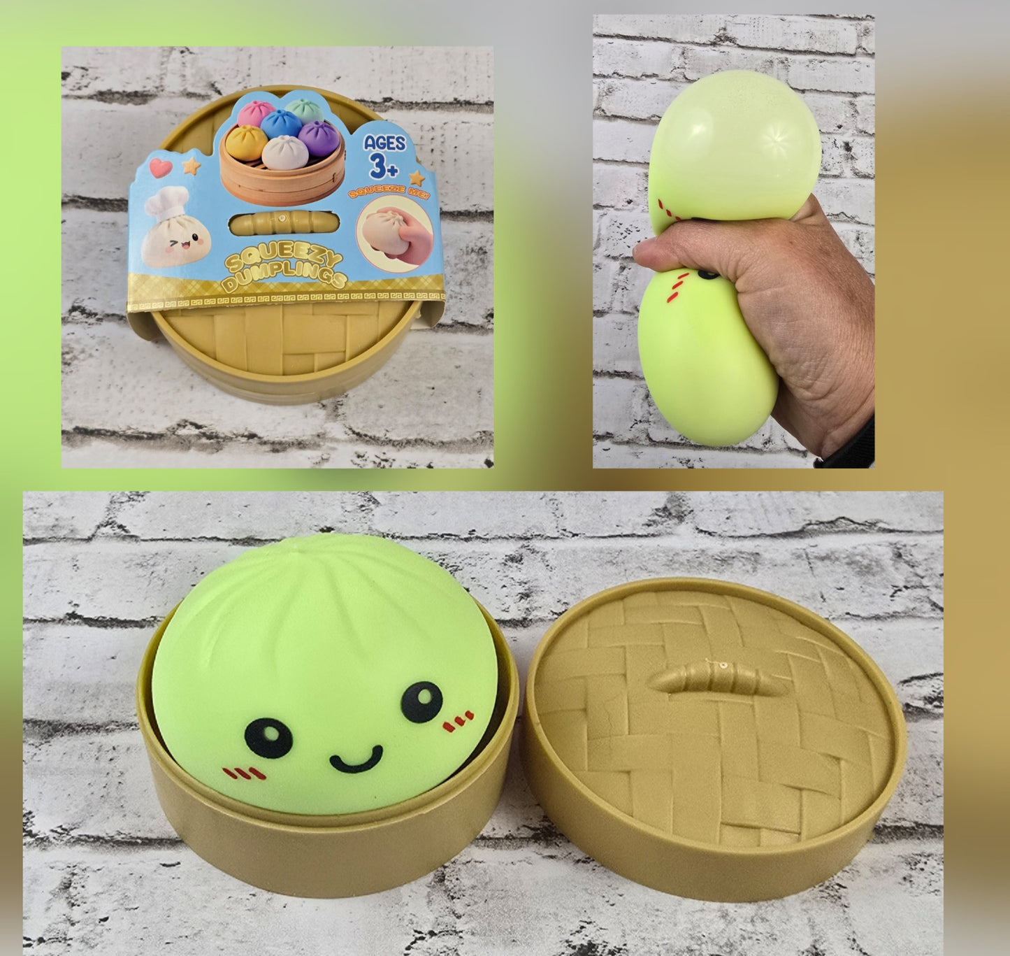 Powder Puff Dumpling Squishy with Mini Steamer Case - Multiple Colors Available
