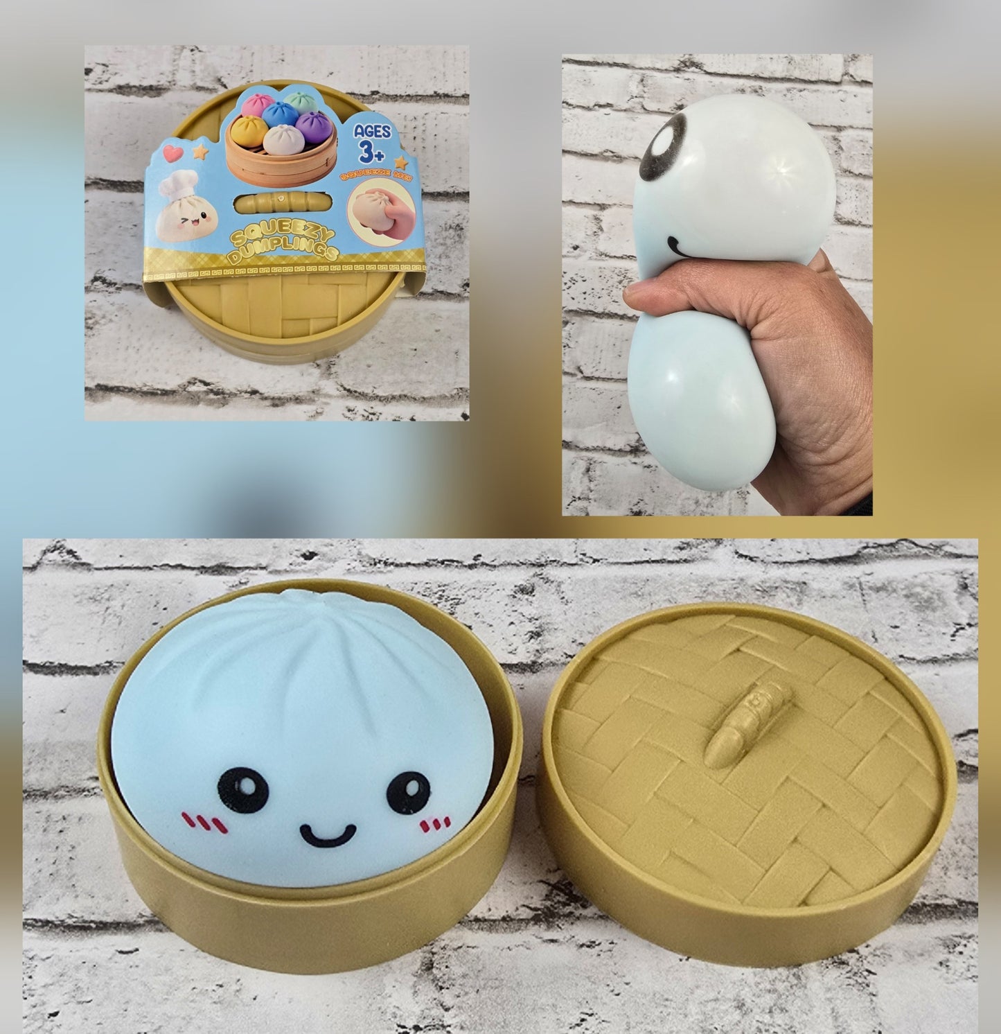 Powder Puff Dumpling Squishy with Mini Steamer Case - Multiple Colors Available