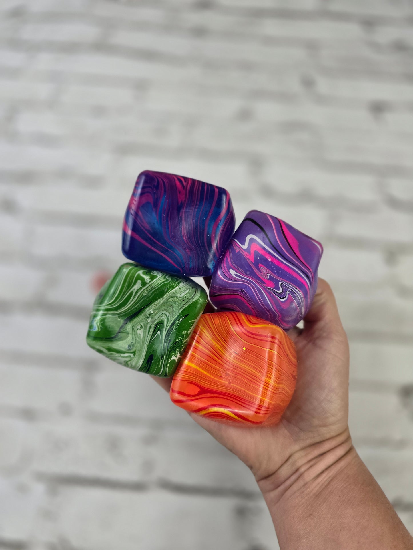 2" Marbled Slow‑Release Maltose Sensory Cubes – Available in Multiple Colors