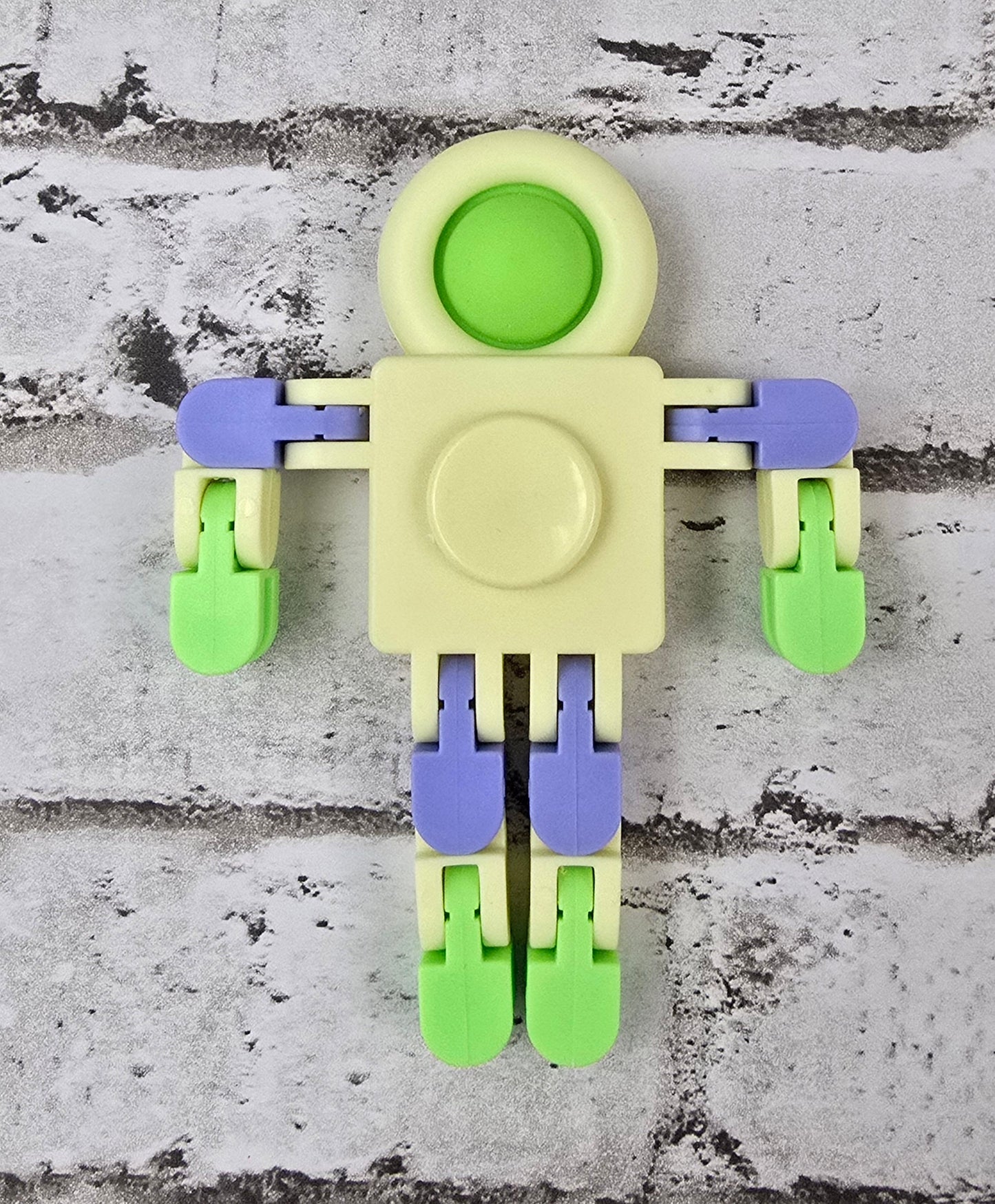 Pop‑Bubble Robot Fidget – Poseable Sensory Toy with Belly Spinner - Multiple Colors Available