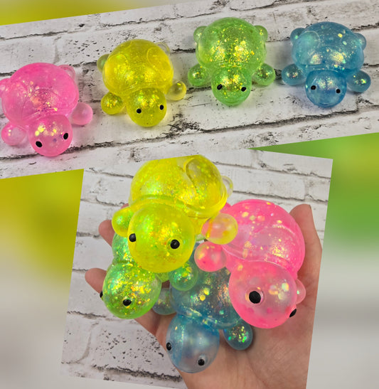 Sparkle Shell Glitter Turtle Squishy - Slow-Release Maltose - Multiple Colors Available