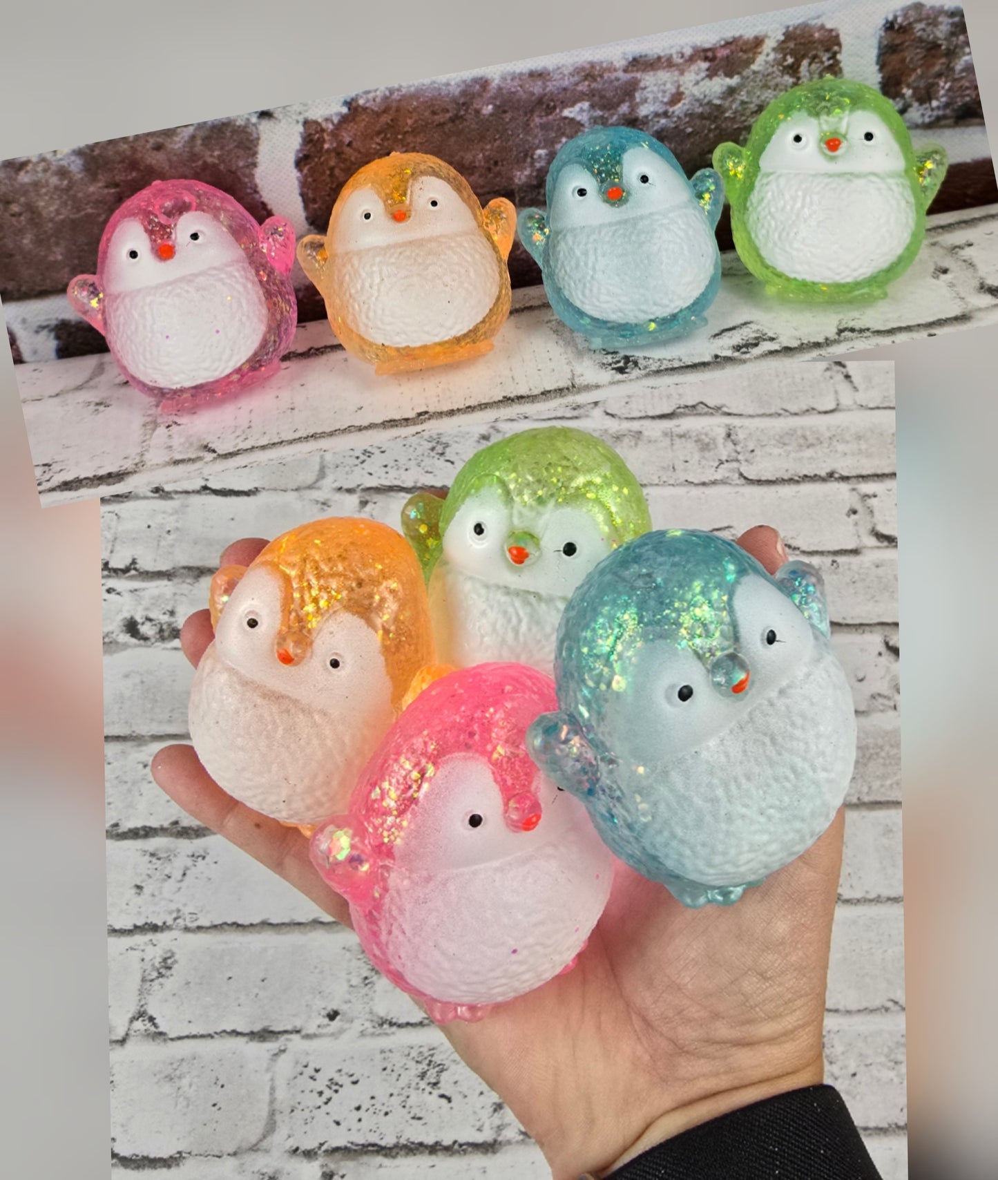 Glitter Penguin Squishies – Extra Slow‑Release Maltose – Firmer Sensory Squeeze – 4 Sparkling Colors