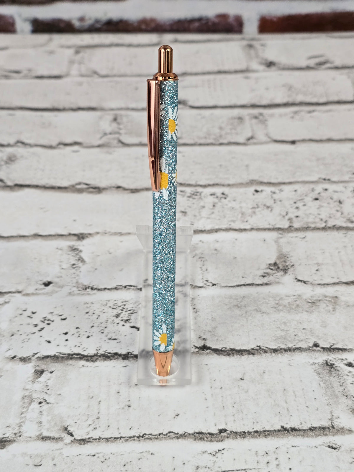 Glitter Daisy Metal Retractable Ballpoint Pens – Multiple Options Available