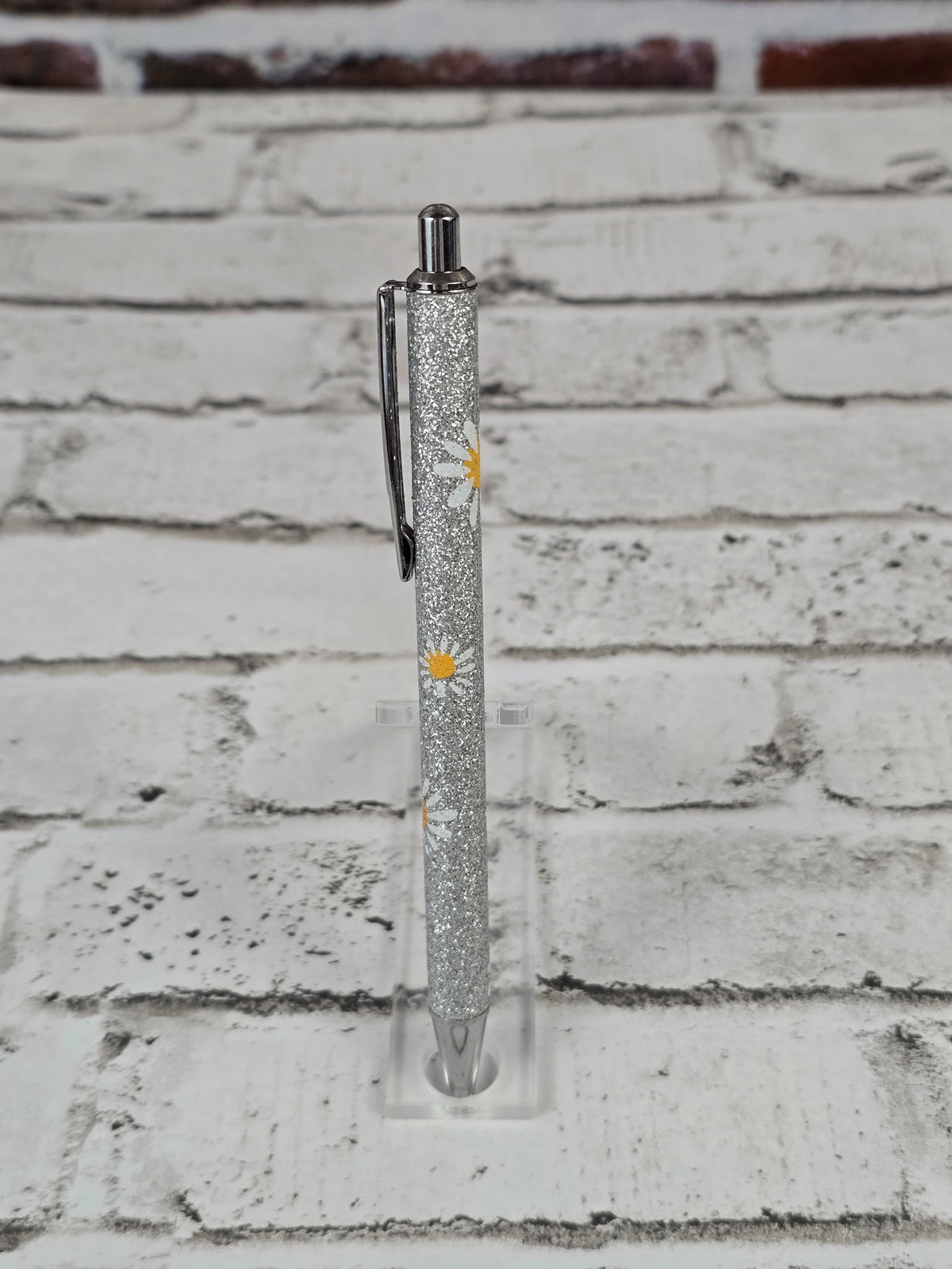 Glitter Daisy Metal Retractable Ballpoint Pens – Multiple Options Available