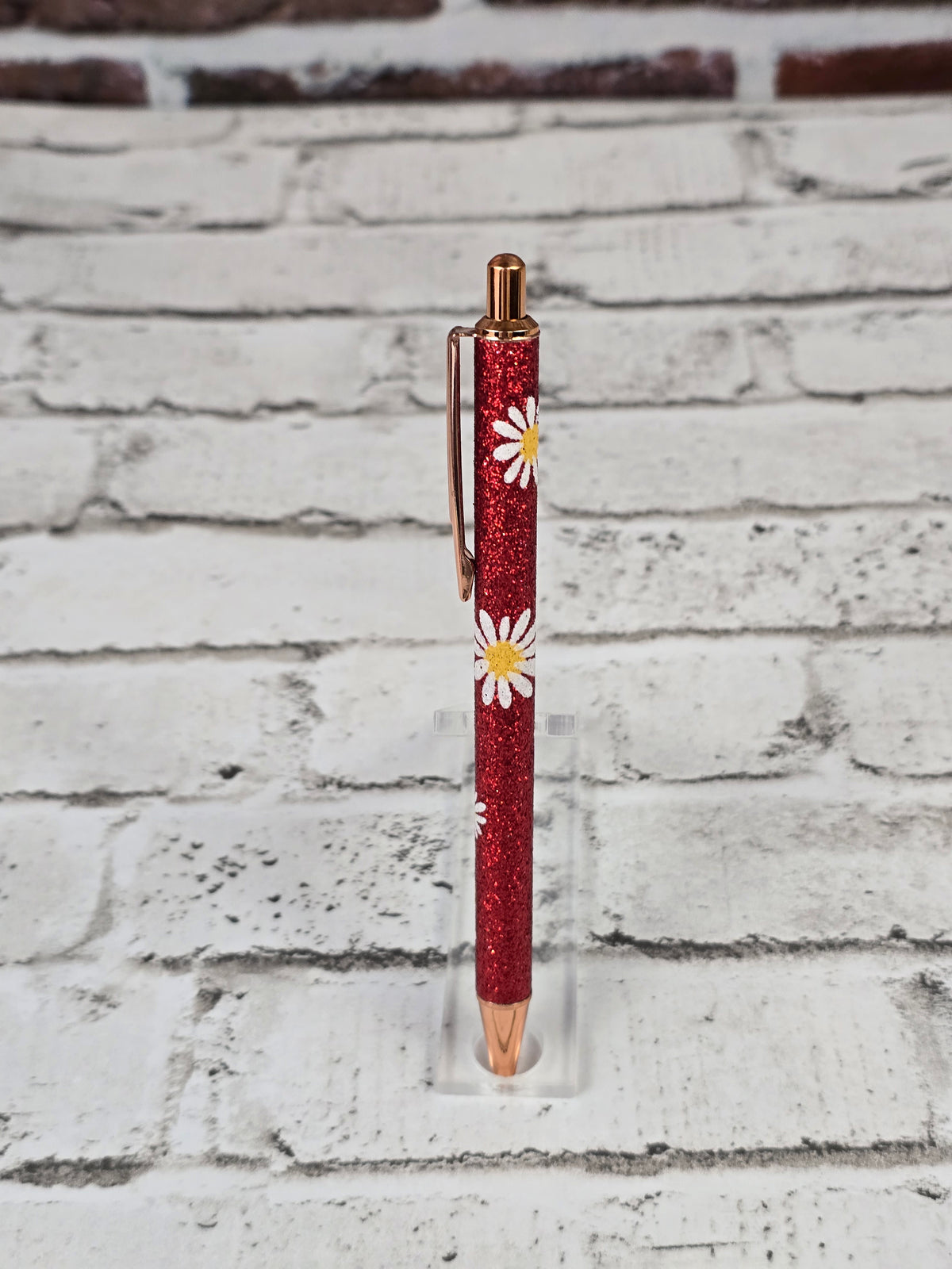 Glitter Daisy Metal Retractable Ballpoint Pens – Multiple Options Available