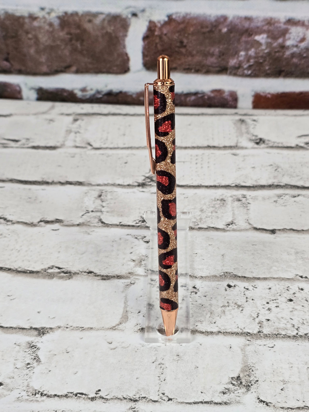 Leopard Glitter Retractable Metal Pens - Multiple Options Available