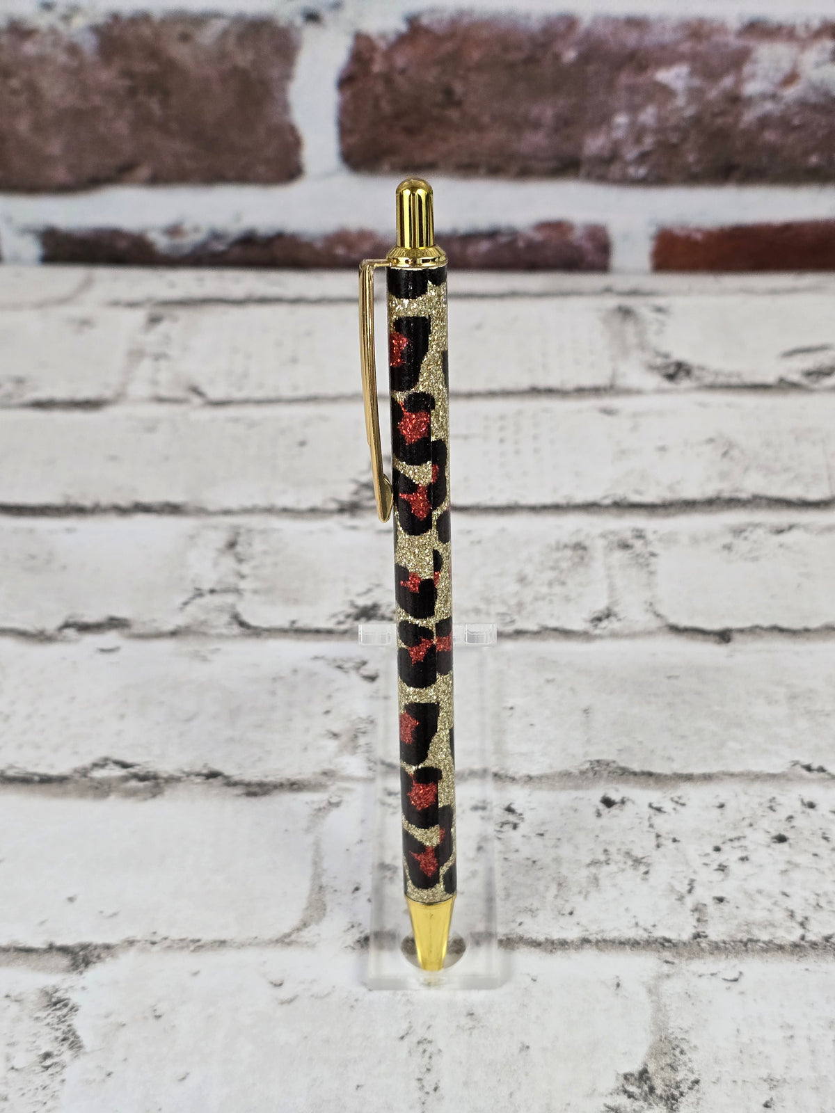 Leopard Glitter Retractable Metal Pens - Multiple Options Available