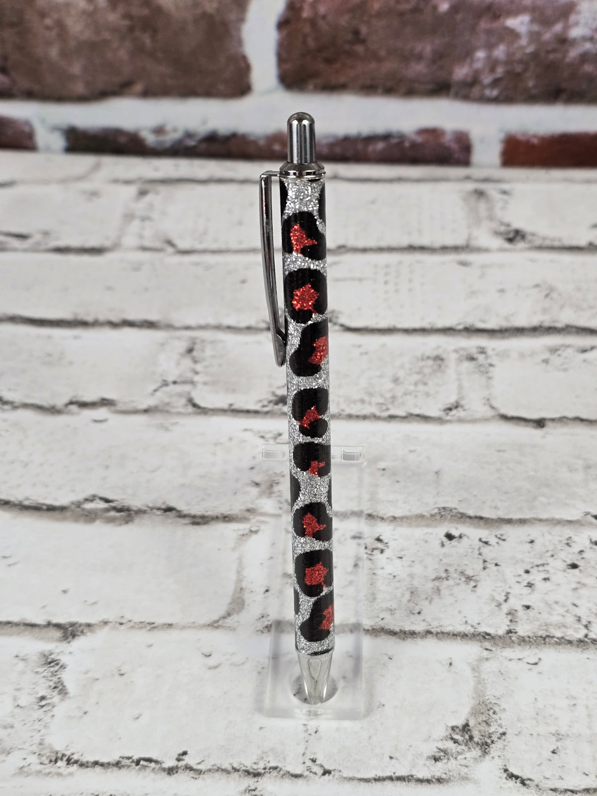 Leopard Glitter Retractable Metal Pens - Multiple Options Available