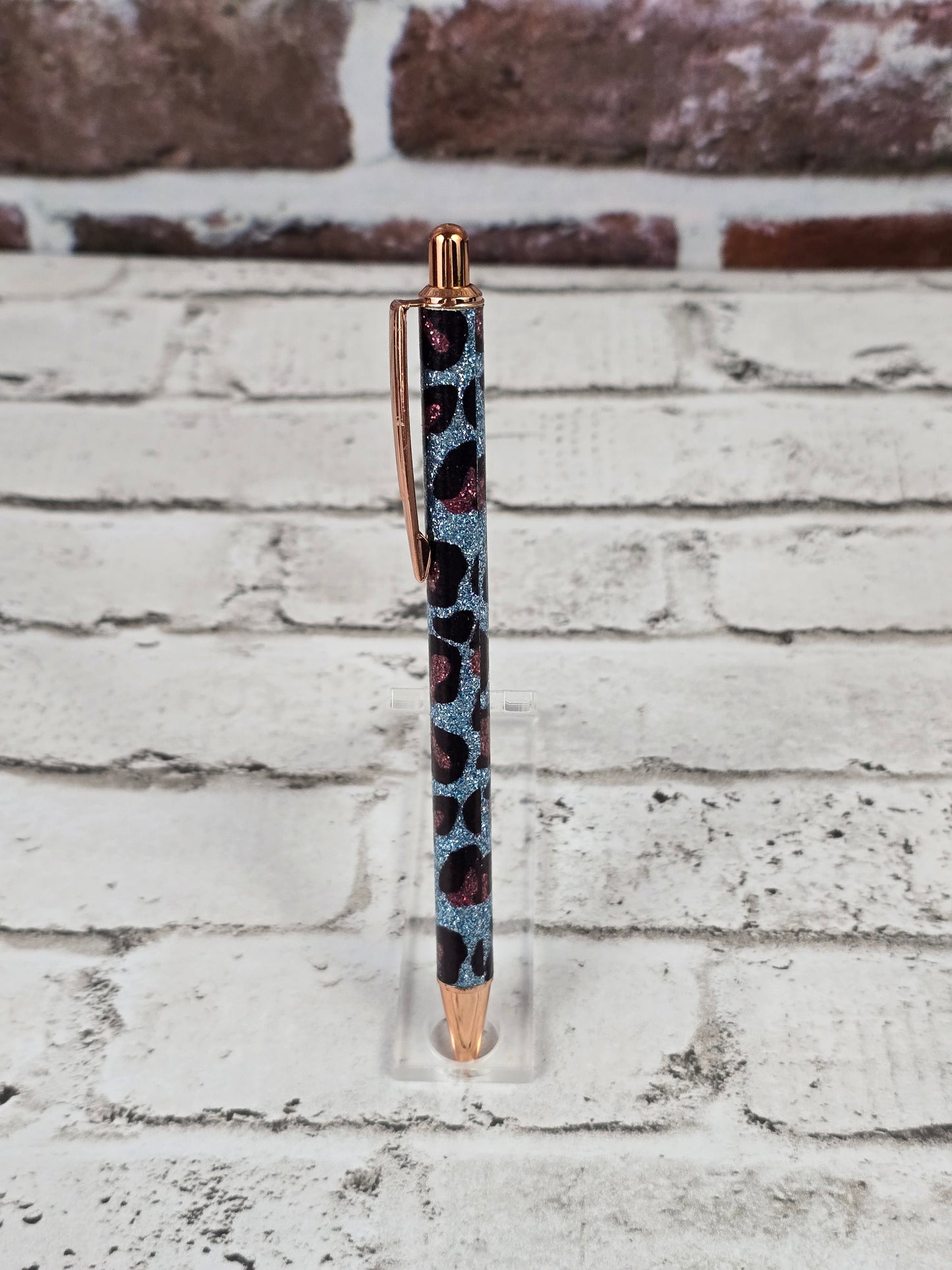Leopard Glitter Retractable Metal Pens - Multiple Options Available