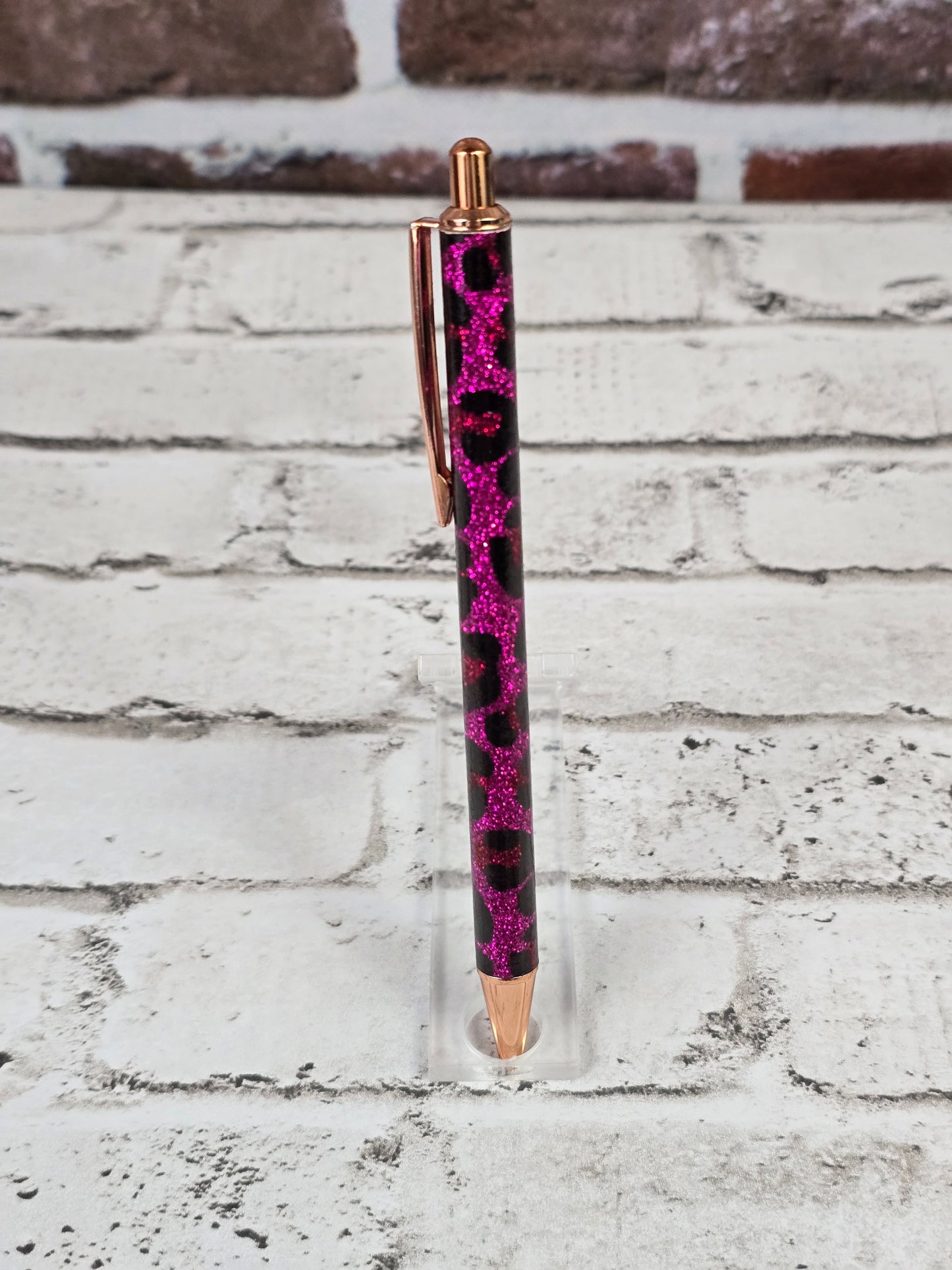 Leopard Glitter Retractable Metal Pens - Multiple Options Available