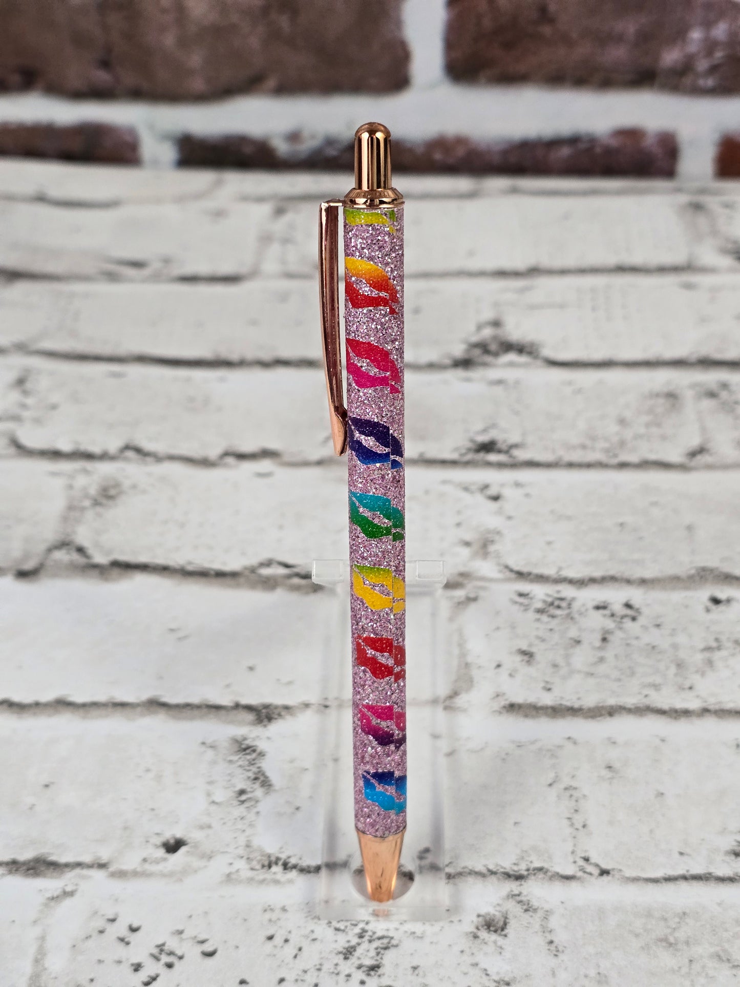 Lips Glitter Retractable Metal Pens - Multiple Options Available
