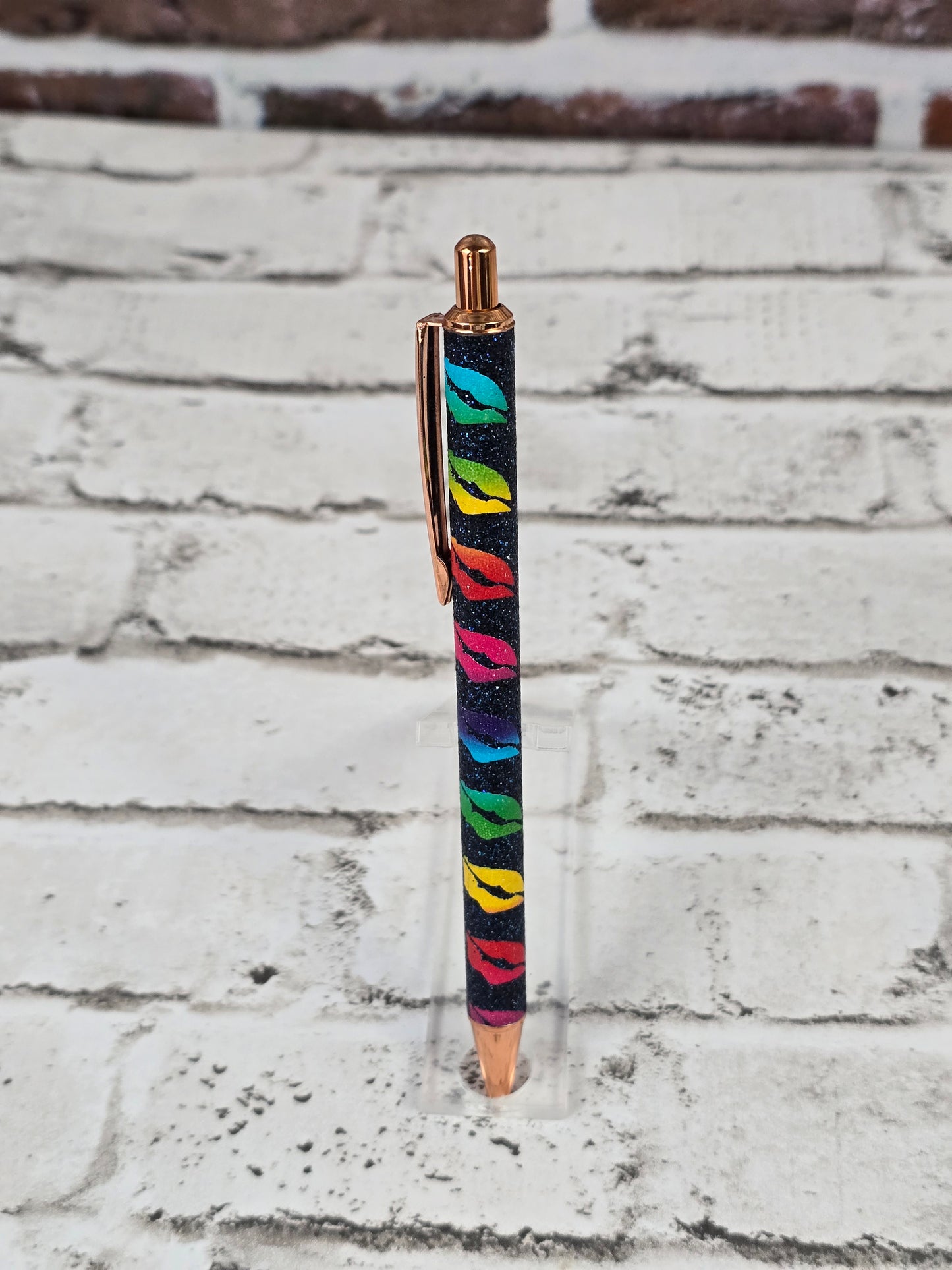 Lips Glitter Retractable Metal Pens - Multiple Options Available