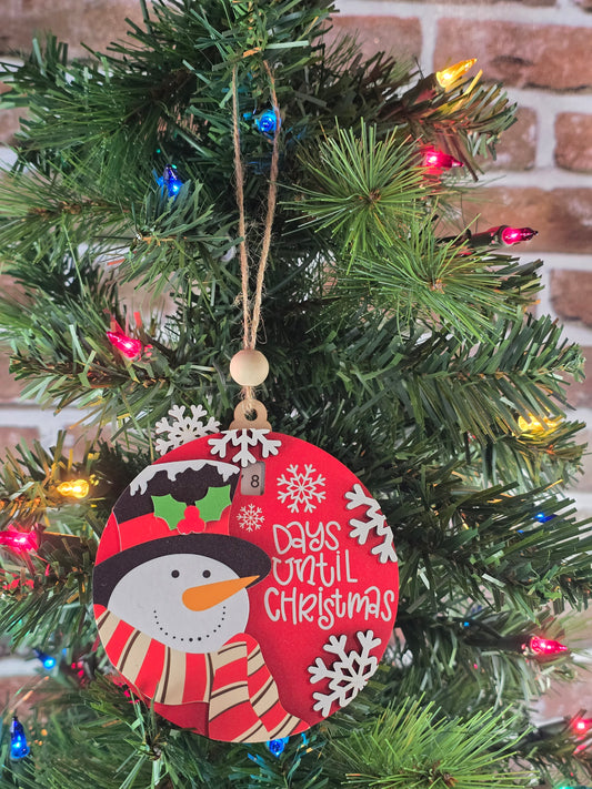 Days Until Christmas – 4" Snowman Countdown Ornament (Retail‑Ready Packaging)