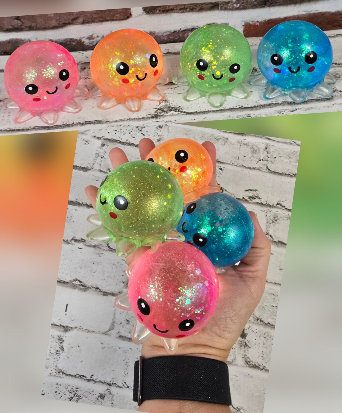 Sparkle Jelly Octopus Squishies – Multiple Colors Available