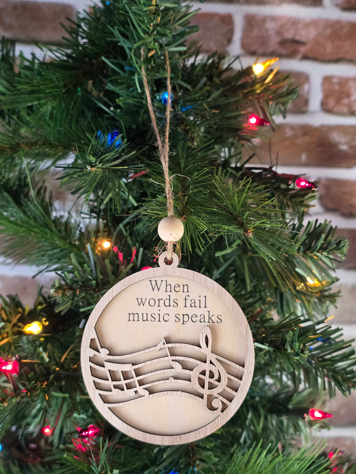 Music 3.5" Wooden Ornament (Retail‑Ready Packaging)