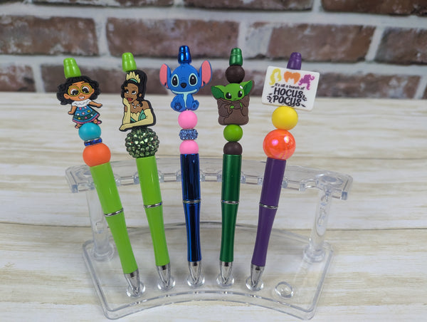 Animated Character-Themed Beaded Pens - Includes 1 Ink Refill