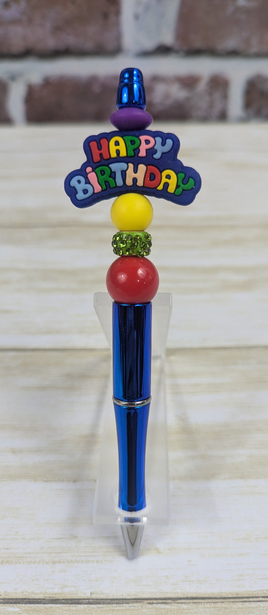 Happy Birthday Beaded Pens- Includes 1 Ink Refill