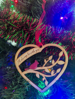 Heart-Shaped Wooden Cardinal Ornament - Multiple Options Available