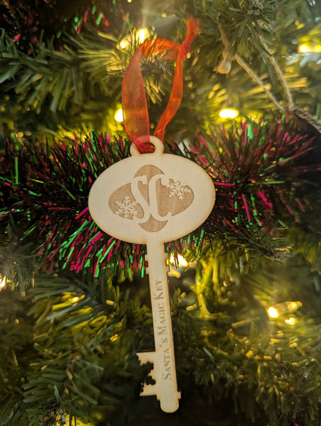 Santa's Magic Key Ornament - Engraved Wooden Keepsake