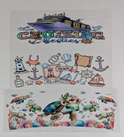 40 oz Ready to Apply UV DTF 2-piece wrap set - Cruise, Ocean Child, Sea Turtle - Multiple Designs Available