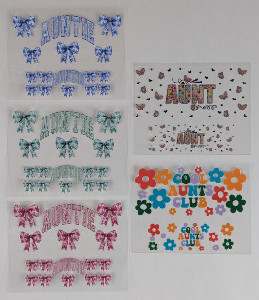 Mini Tumbler Keychain UV/DTF Wraps - Aunt - Multiple Designs Available