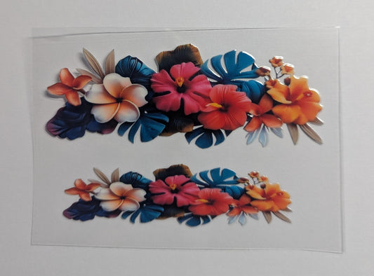 Mini Tumbler Keychain UV/DTF Wraps - Tropical Flowers