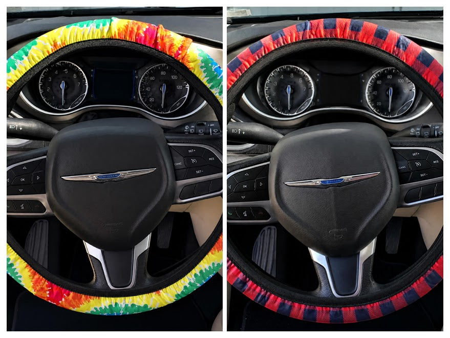 Steering Wheel Cover – Buffalo Plaid or Tie Dye