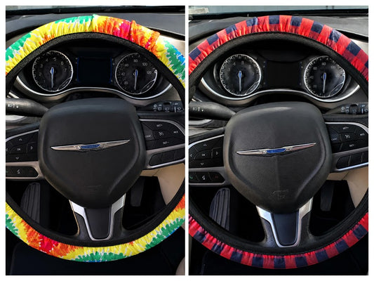Steering Wheel Cover – Buffalo Plaid or Tie Dye