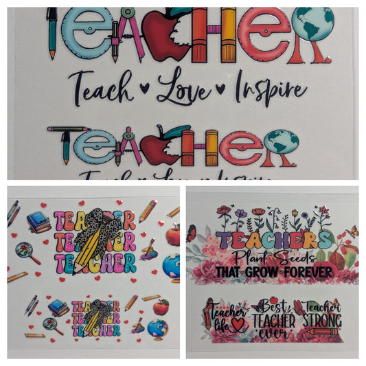 Mini Tumbler Keychain UV/DTF Wraps - Teacher 2 - Multiple Designs Available